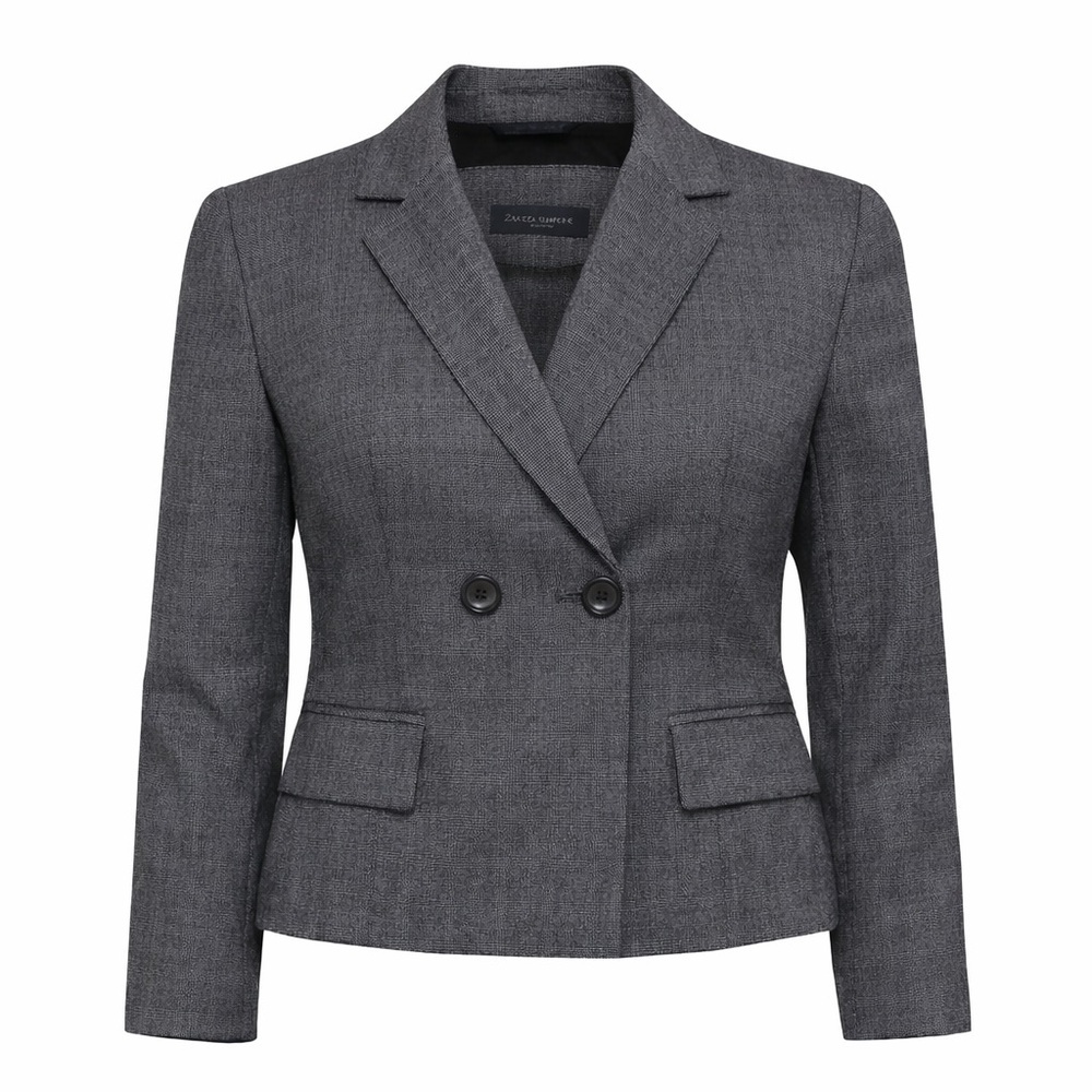 NEW Piazza Sempione Grey Houndstooth Wool Double Breasted Blazer Plaid Jacket 44